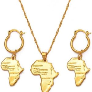 Collar y pendientes con el mapa de África