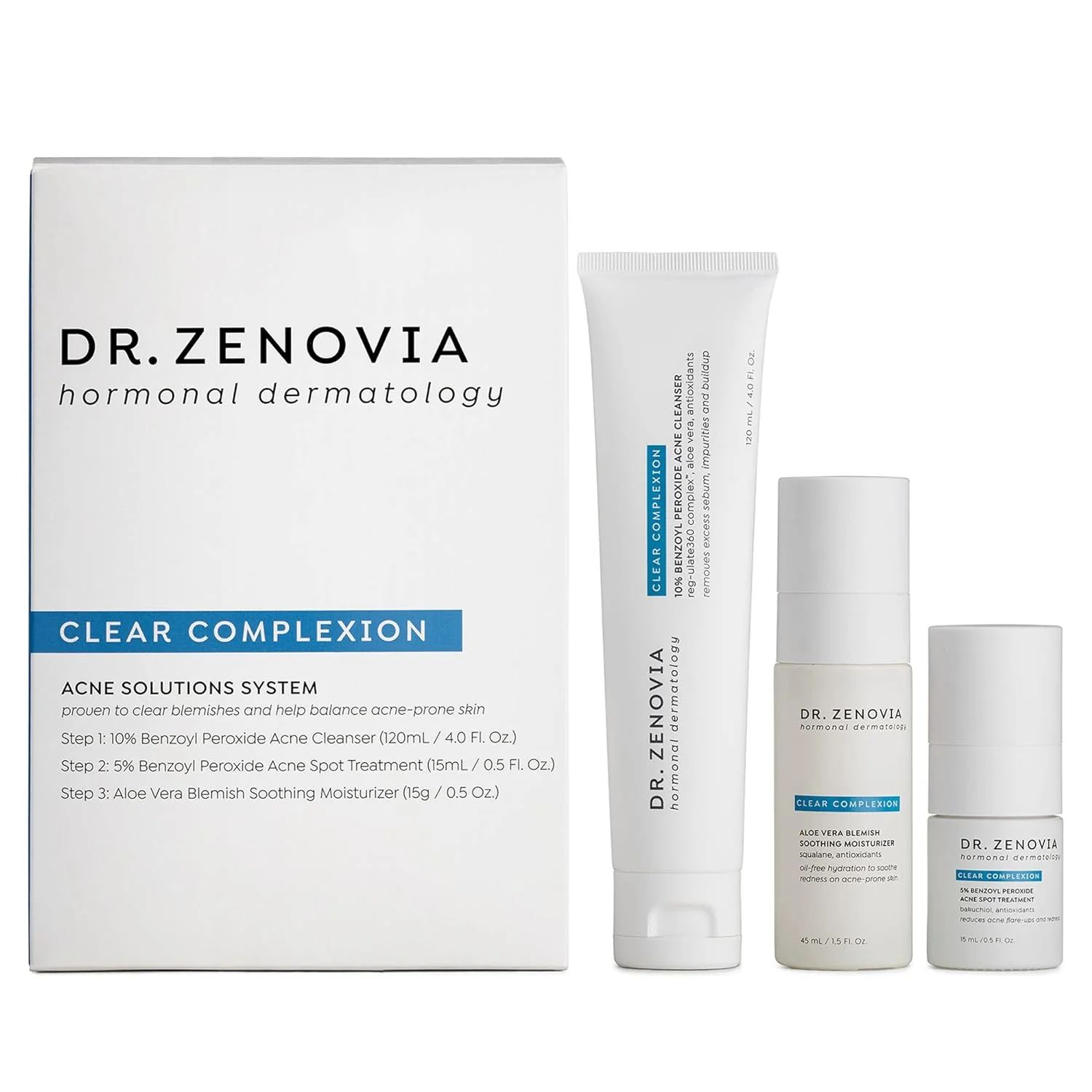 DR ZENOVIA Kit de acné de tez clara, tratamiento hormonal para el acné