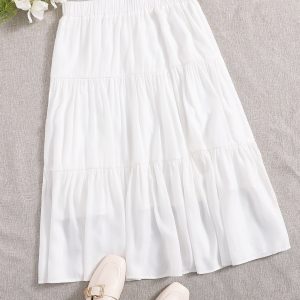 Falda con dobladillo con volantes lisos