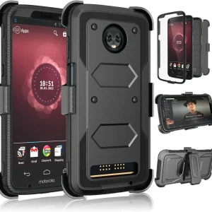 Funda resistente de golpes con clip para cinturón con soporte para Motorola Z3 Play