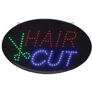 Letrero LED ovalado "Hair Cut" - Uso en interiores / 14-1/4"H x 23"W de Fantasea