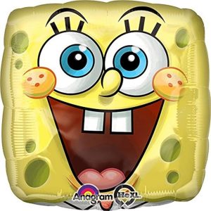 Paquete de 10  globos de aluminio con cara cuadrada de Bob Esponja