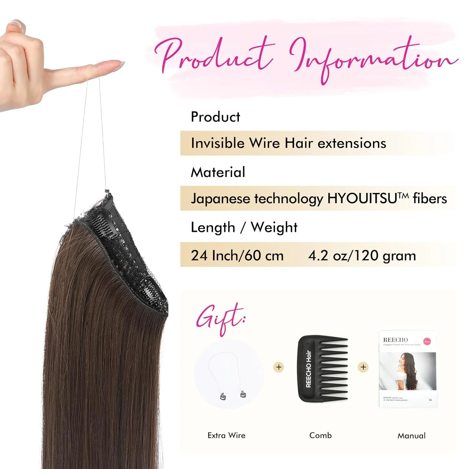 REECHO HE006 - Extensiones de cabello invisible con trama de encaje más delgada y suave - Imagen 2