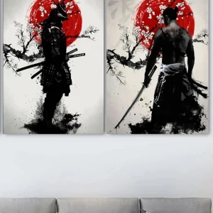 Shein 2 piezas sin marco armadura de samurái japonesa