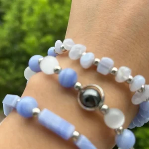 Shein Pulsera de cristal azul, 3 piezas/juego