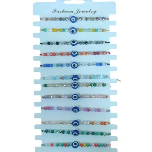 Shein Set de 12 Pulseras decorativas con 12 cuentas y ojo malvado
