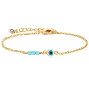 Tobillera con cuentas de ojo turco color turquesa para mujer